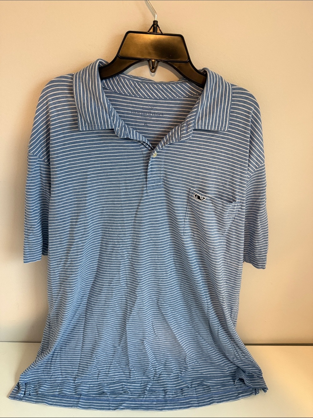 Vineyard Vines Blue & White Striped Polo